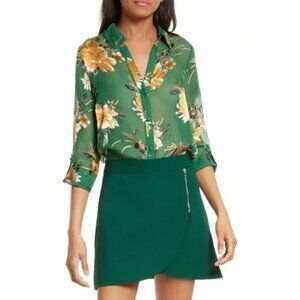 Alice + Olivia Lennon Zip-Detail Layered Mini Skirt Green - Size 4